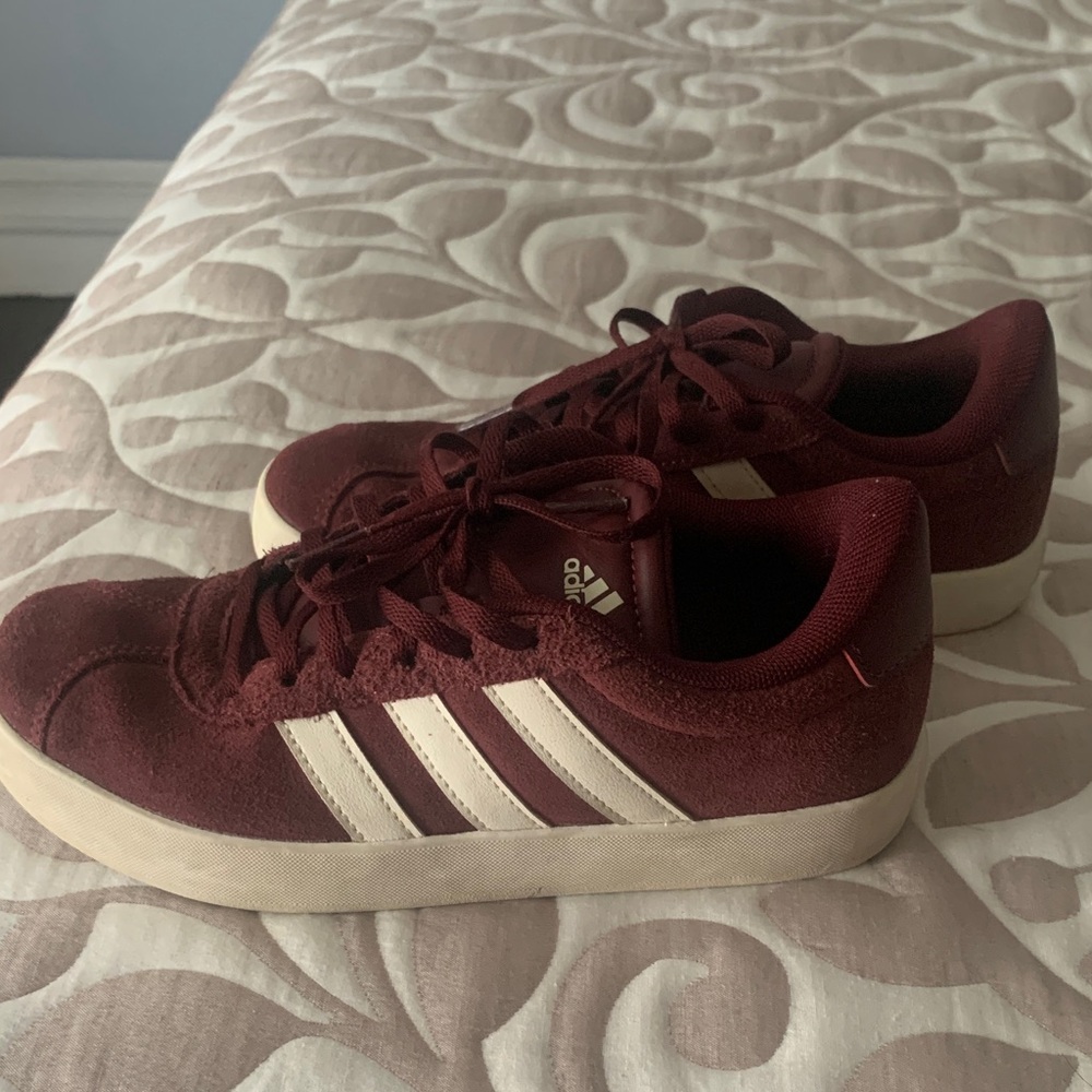 Adidas Youth Maroon and Cream Sneakers
